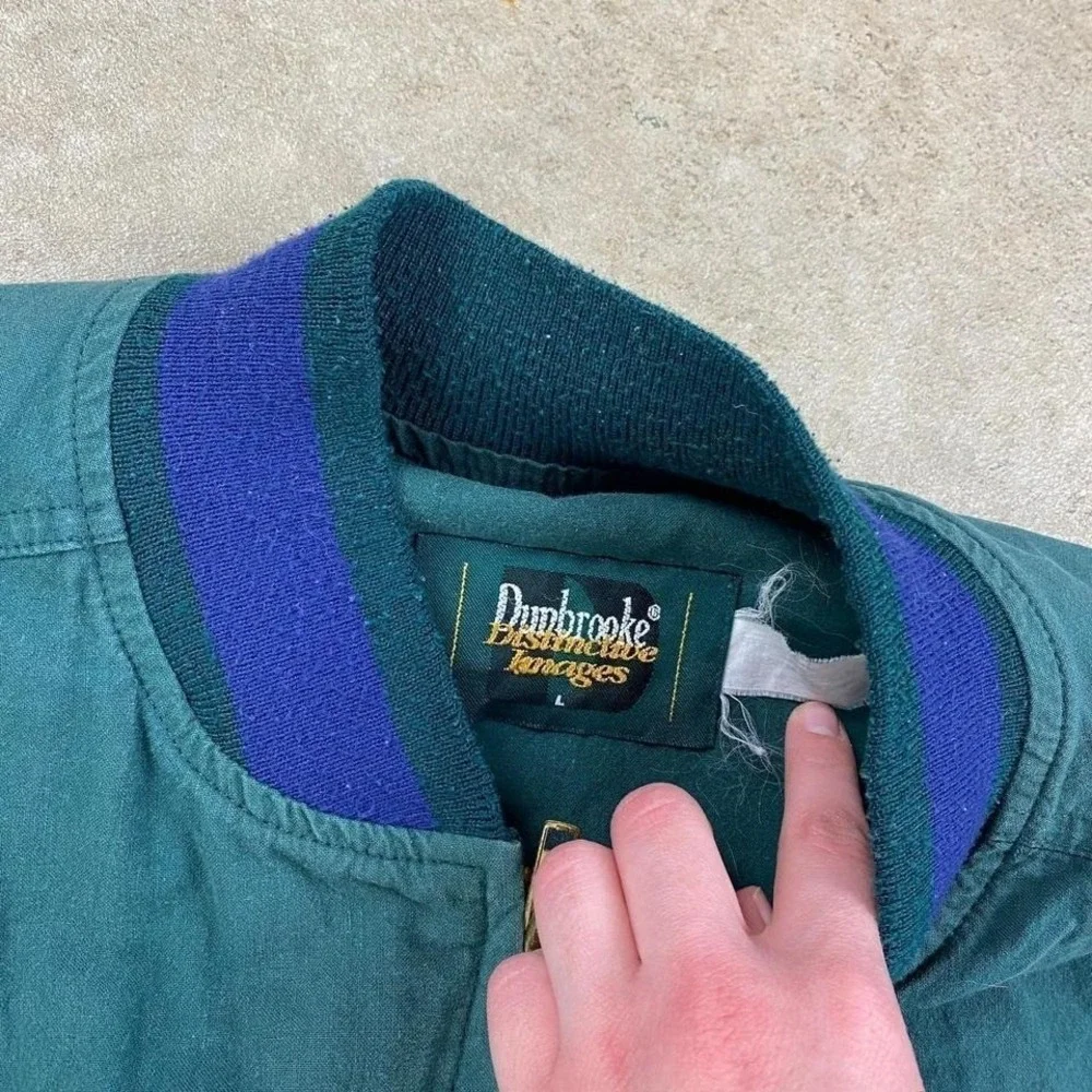 Vintage 90s Dupont Racing Bomber Jacket Size Large Green Full Zip Nascar Logo